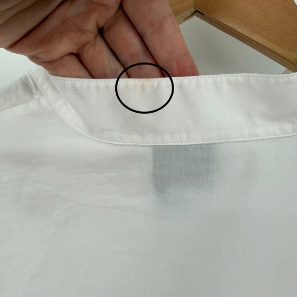 G. Label by Goop White Puff Sleeve V-Neck Cotton Blouse Italy Women Size 2 - Picture 3 of 6